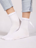 YO! Girls' White Socks with Bows  |  SKA-161G