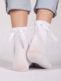 YO! Girls' White Socks with Bows  |  SKA-161G