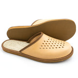Men's Brown Leather Slippers | M-2037