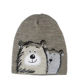Boys' Beige Beanie with Bears Pattern ~ 4-8 years | 42/489