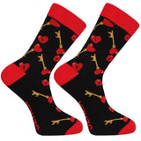 Funny Men's Black Socks with Hearts Pattern in Can | CMLW700-002