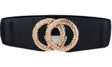 Black Stretchy Belt with Golden Buckle | HAL-89