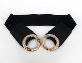 Black Stretchy Belt with Golden Buckle | HAL-89