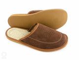 Men's Dark Brown Leather Slippers | M-2026