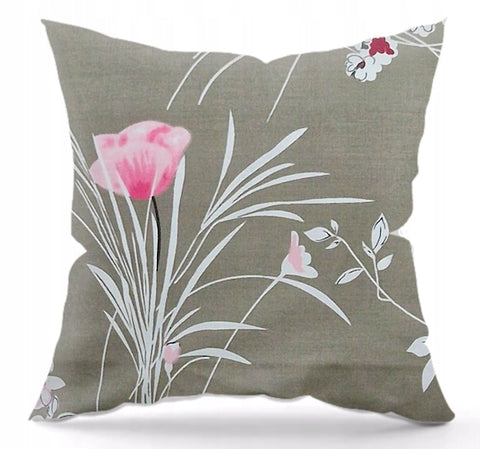 100% Cotton Gray Pillowcase with Floral Pattern | IK-07