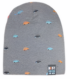 Spring Boys' Gray Beanie with Cars Pattern ~6-12 years  | 48/098-G