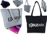 Cotton Shopping Bag with Funny Print and Zipper - Łobuziara | 7GA0515