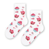 Steven White Girl's Socks with Muffin Pattern | ART-084XA001