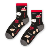 Steven Women's Black Crew Socks with Polish Highlander Pattern | ART-118KJ059