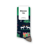 Steven Men's Dark Blue Socks with Greater Poland Folk Pattern | ART-118XO023