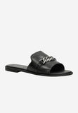 Wojas Urban Style Black Leather Slide Sandals with Chain | 74096-51