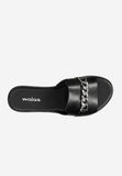 Wojas Urban Style Black Leather Slide Sandals with Chain | 74096-51