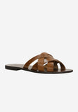 Wojas Light Brown Leather Slide Sandals | 7402553