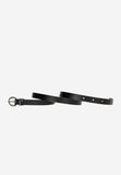Wojas Women's Black Leather Belt with Rounded Buckle | 9309451