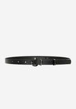 Wojas Women's Black Leather Belt with Rounded Buckle | 9309451