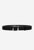 Wojas Women's Black Leather Belt With Square Silver Buckle  | 9309061