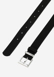 Wojas Women's Black Leather Belt With Square Silver Buckle  | 9309061