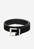 Wojas Women's Black Leather Belt With Square Silver Buckle  | 9309061
