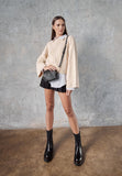 Wojas Black Leather Crossbody Bag with Golden Decorations | 8031751