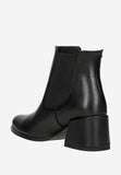 Wojas Black Leather Heeled Ankle Boots | 5521651