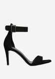 Wojas Black Velour Leather Ankle Strap High Heel Sandals | 7616261