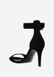 Wojas Black Velour Leather Ankle Strap High Heel Sandals | 7616261