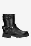 Wojas Black Leather Biker Boots with Silver Buckles | 5523851