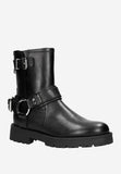 Wojas Black Leather Biker Boots with Silver Buckles | 5523851