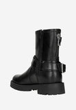 Wojas Black Leather Biker Boots with Silver Buckles | 5523851