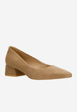 Wojas Dark Beige Velour Leather Heels | 3514064
