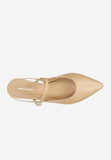 Wojas Beige Leather Flats with Double Strap | 4404654