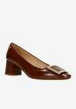 Wojas Brown Patent Leather Heels with Metal Decoration | 3514132