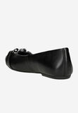 Wojas Black Leather Ballet Flats with Decorative Chain | 4402551