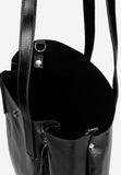 Wojas Black Leather Tote Bag with Golden Logo | 8042551