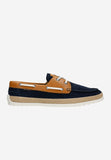 Wojas Dark Blue and Brown Combined Leather Loafers-Style Sneakers | 1025976