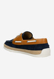 Wojas Dark Blue and Brown Combined Leather Loafers-Style Sneakers | 1025976