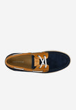 Wojas Dark Blue and Brown Combined Leather Loafers-Style Sneakers | 1025976