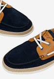 Wojas Dark Blue and Brown Combined Leather Loafers-Style Sneakers | 1025976