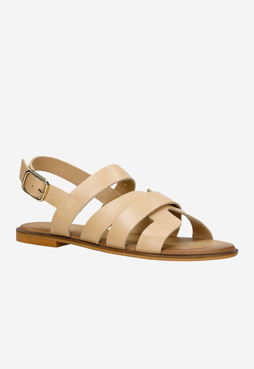 サンダル・ミュール Wandler Beige Lambskin Sandals Wojas Beige Leather Sandals with Golden Buckle | 7621054