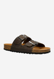 Wojas Brown Leather Slide Sandals | 3202092
