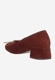 Wojas Burgundy Velour Leather Heels with Bow | 3517566