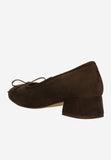 Wojas Dark Brown Velour Leather Heels with Bow | 3517562