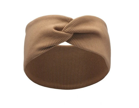 Girls' Mocha Brown Cotton Ribbed Headband | 20C27