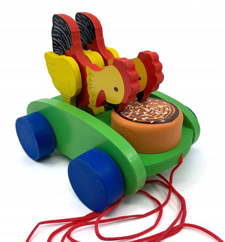 Colorful Wooden Pull Toy - Chickens | CH-319