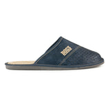 Men's Dark Blue Leather Slippers | M-2040