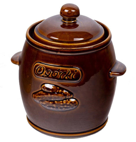 3 Liters Stoneware Pickling Crock Pot with Lid - Ogórki | KR-10-3L