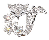Stainless Steel Fox Brooch with Zirconias - Broszka | BR00742