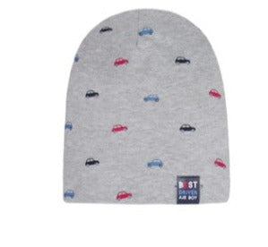Spring Boys' Light Gray Beanie with Cars Pattern ~6-12 years  | 48/098-LG