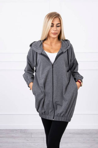 Dark Gray Hooded Sweatshirt with Zip and Print on the Back |9117-DGR