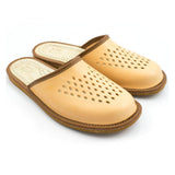 Men's Brown Leather Slippers | M-2037